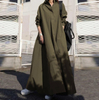 2022 Muslim Women's Autumn Solid Color Retro Ethnic Style Loose Long-sleeved Big Swing Dress