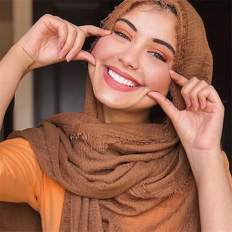 Autumn/winter New Style Cotton And Linen Wrinkled Headscarf Hair Fringe Ladies Long Scarf Scarf Spot Hair