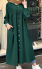 2022 Muslim dress plus size women's round neck pocket commuter casual robe shirt dress long