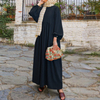 2022 Muslim Loose Casual Solid Color Round Neck Lantern Sleeve Irregular Stitching Long Sleeve Women's Dress