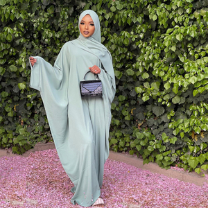 SIPO Middle East fashion Muslim casual loose elegant robe ramadan abaya kaftan solid color plus size robe with hijab Islamic clothing
