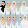 SIPO Custom hijab scarf Premium Malaysia Embroidery Hijab Pearl Chiffon Shawl Scarf supplier