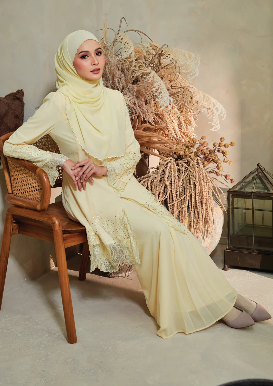 SIPO Eid Wholesale Malaysia Baju Kurung Pleated Chiffon Skirt with Embroidery Muslimah Perempuan Dress Modern Kurung