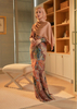 SIPO Eid 2024 Raya Malaysia Muslim Kurung With Embellished Waistline In Floral Chiffon Women Set Modern Baju Kurung with Diamond Stone