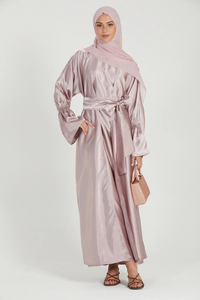 SIPO Demure Custom Modest Women Solid Color Abaya Women Muslim Dress Femme Two Pieces Abaya Set High Quality Maxi Dress