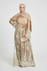 SIPO Luxury Royal Satin Closed Abaya Champagne Gold Intricate Lace with Diamante And Embellishments