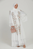SIPO Luxury Bridal White Embellished Layered Open Abaya Islamic Modest Dress Abaya Dress for Muslim Women Beautiful Robe