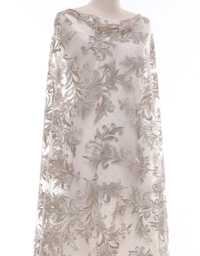 Embroidery Lace SADIE STONE BEADED LACE IN CHARCOAL GREY