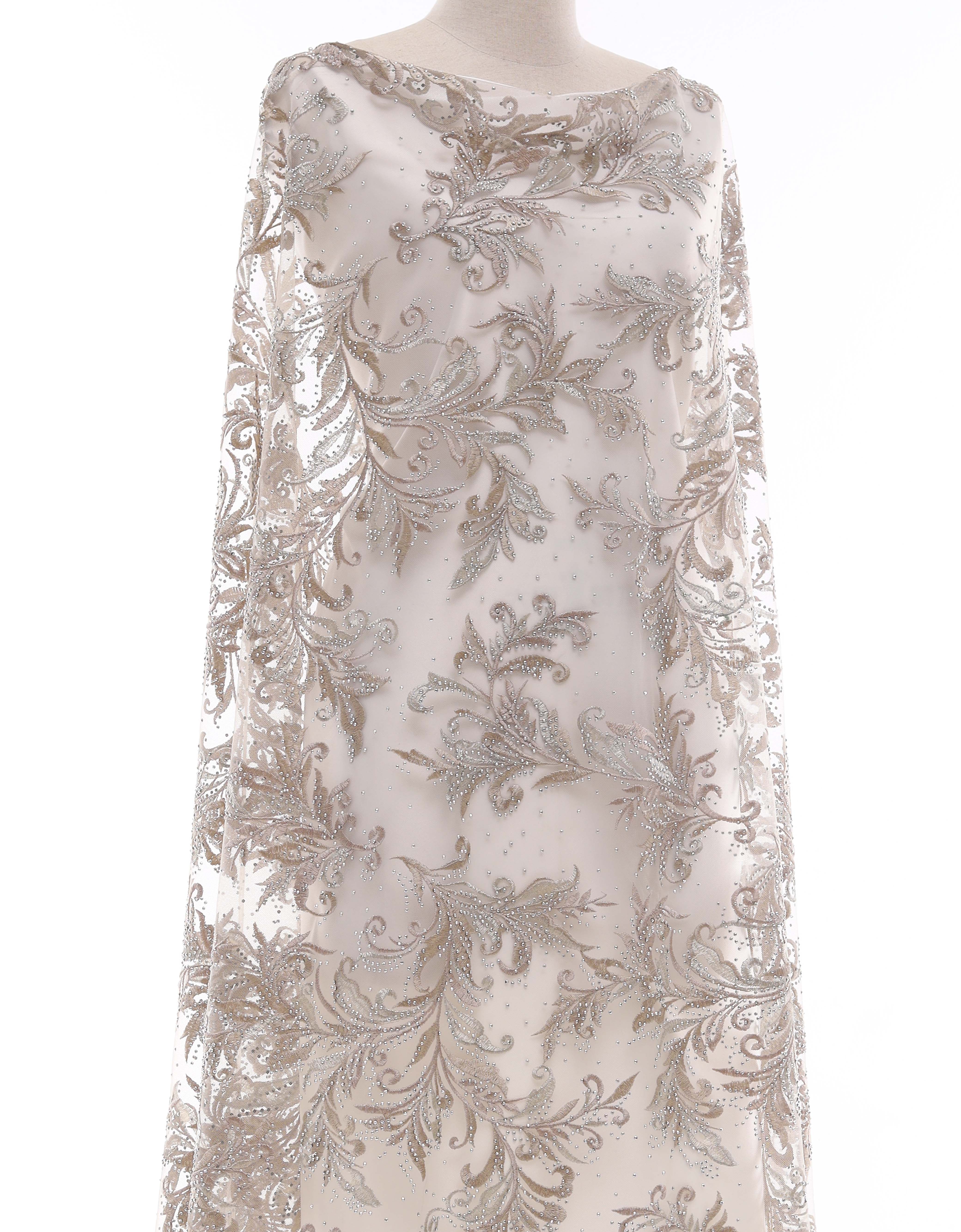 Embroidery Lace SADIE STONE BEADED LACE IN CHARCOAL GREY