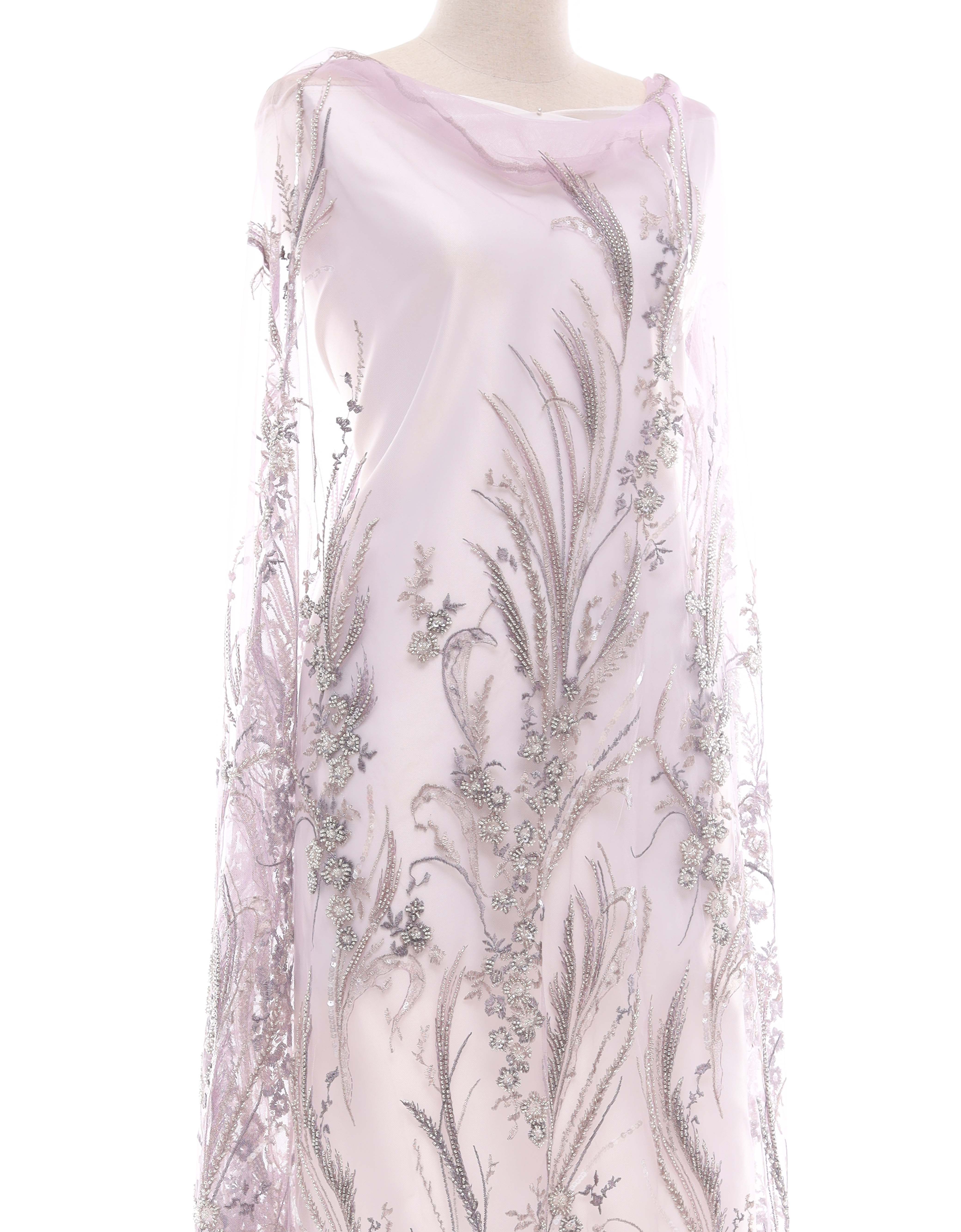 Embroidery Lace KINSLEY BEADED LACE IN DUSTY PURLE