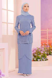 SIPO Hot Selling Fesyen Baju Kurung Twill Crepe & Heavy Chiffon with Embroidery Muslim Dress Stretchable And Cooling Material for Women