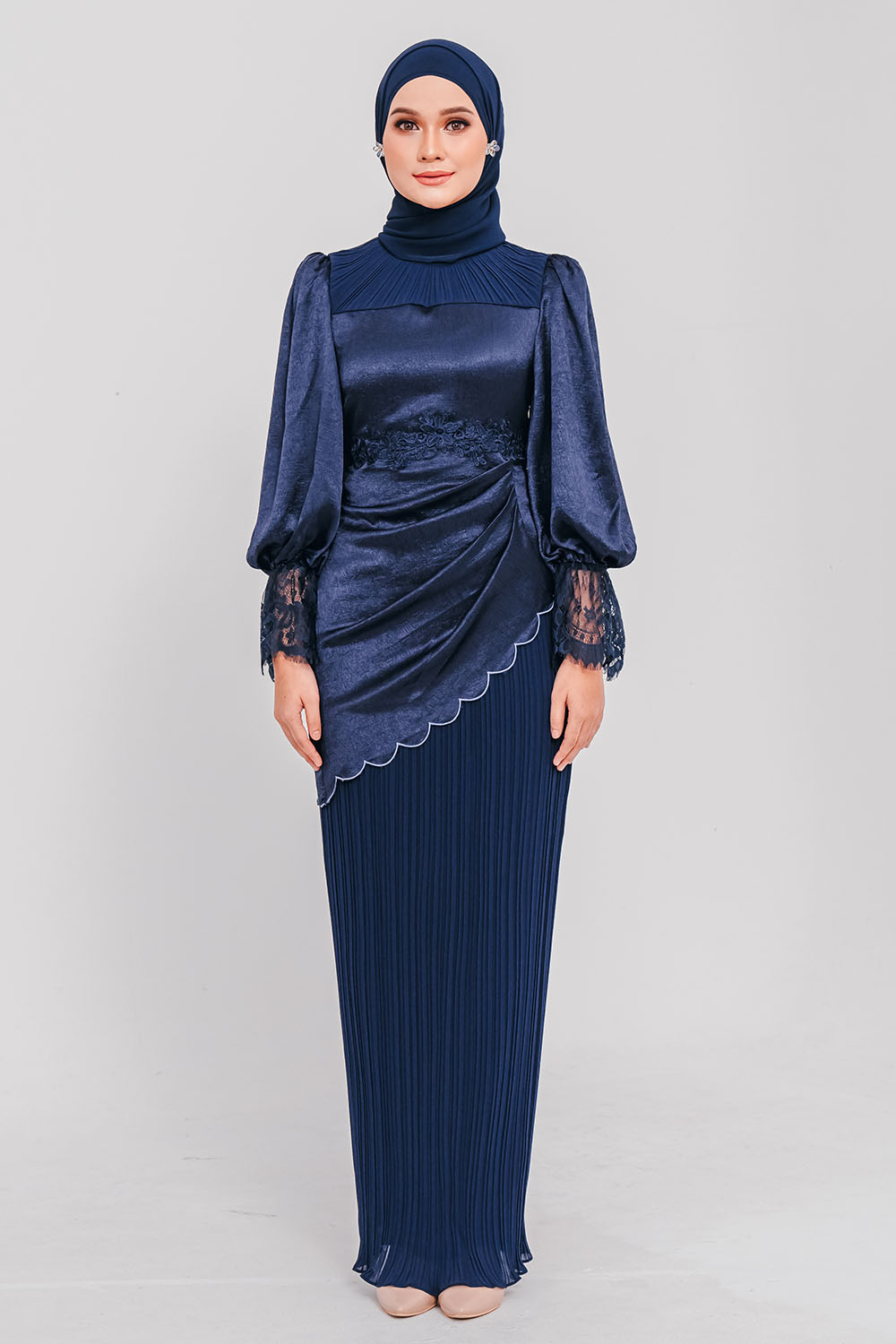 SIPO New Design Malaysia Baju Kurung Modern Puffy Sleeve Lace Muslim Dress for Women 