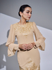 SIPO Wholesale Latest 2024 Factory Price Elegant Muslim Dress Malaysia Baju Kurung Sequin Lace And Mini Puff Shoulder Women Dress