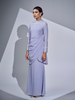 SIPO Custom ODM OEM Round Neckline Sequin Lace and Mini Puff Shoulder Malaysia Baju Kurung Women Dress
