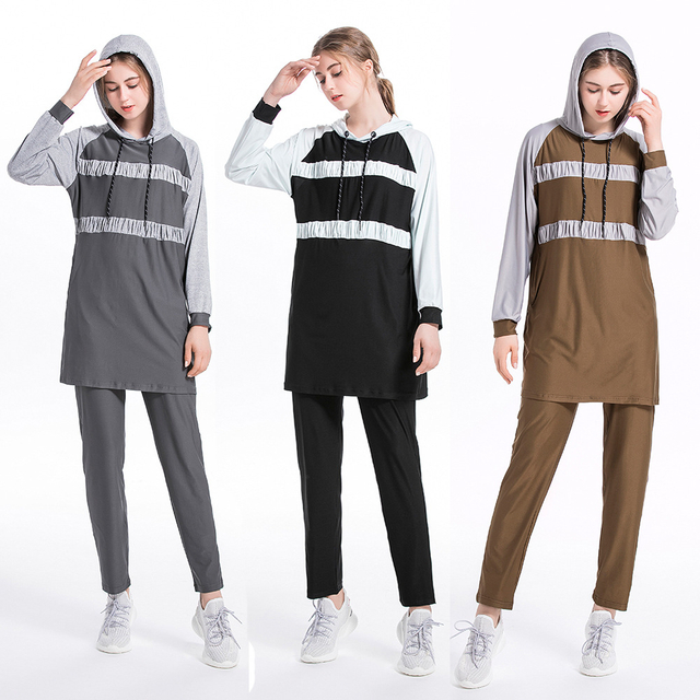 SIPO New Arrival Free Shipping Wholesale Tracksuits Sportswear Sports Abaya Islamic Clothing Muslim Suit Sets For Women