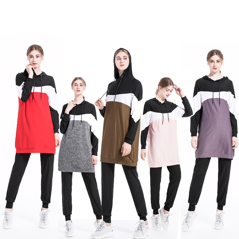 SIPO Free Shipping Latest Design Hooded Long Sleeves Islamic Clothing Women Sweatshirt Muslim Sportswear 