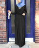 Fashion Simple Elegant Long Dresses Muslim Abaya Collar Islamic Clothing Moroccan Kimono