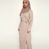 Solid Color V-Neck Stitching One-Piece Wide-Leg Pants Muslim Islamic Suit Jumpsuit