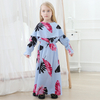 Ruffle Floral Digital Printing Kid Child Modest Abaya Muslim Islamic Maxi Dress