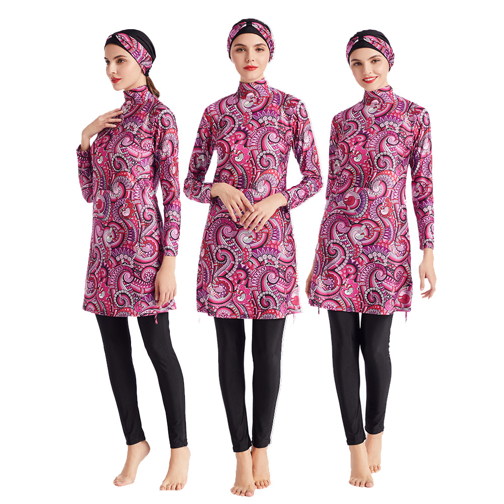 SIPO Wholesale Conservative Swimsuit Digital Printing Slim Three-piece Suit Plus Size Women's Beachwear
