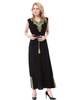 Turkish V-Neck Applique Breathable Solid Sleeveless Muslim Islamic Women Abaya Dress Clothing