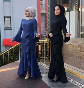 Hijab Middle East Maxi Full Length Abaya With Fishtail Muslim Dresses Party Islamic Clothing