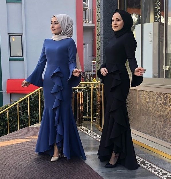 Hijab Middle East Maxi Full Length Abaya With Fishtail Muslim Dresses Party Islamic Clothing