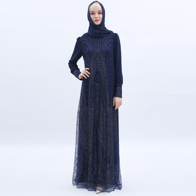 Ramadan Dubai Muslim Islamic Dress Bronzing Mesh Modest Muslim Abaya 