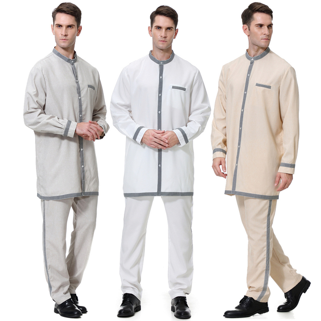 Middle East Double Pieces Modest Botton Line Man Throb With Pocket