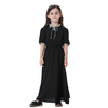 Solid Color Crew Neck Breathable High Elastic Muslim Islamic Kids Clothing Dress Girls Abaya