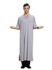 Arabian V-Neck Highly Elastic Jubba Breathable Short Sleeve Muslim Islamic Clothes Robe Men Thobes