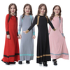 Dubai Crew Neck Breathable Elastic Cuff Color Stitching Muslim Islamic Kids Clothing Dress Girls Abaya
