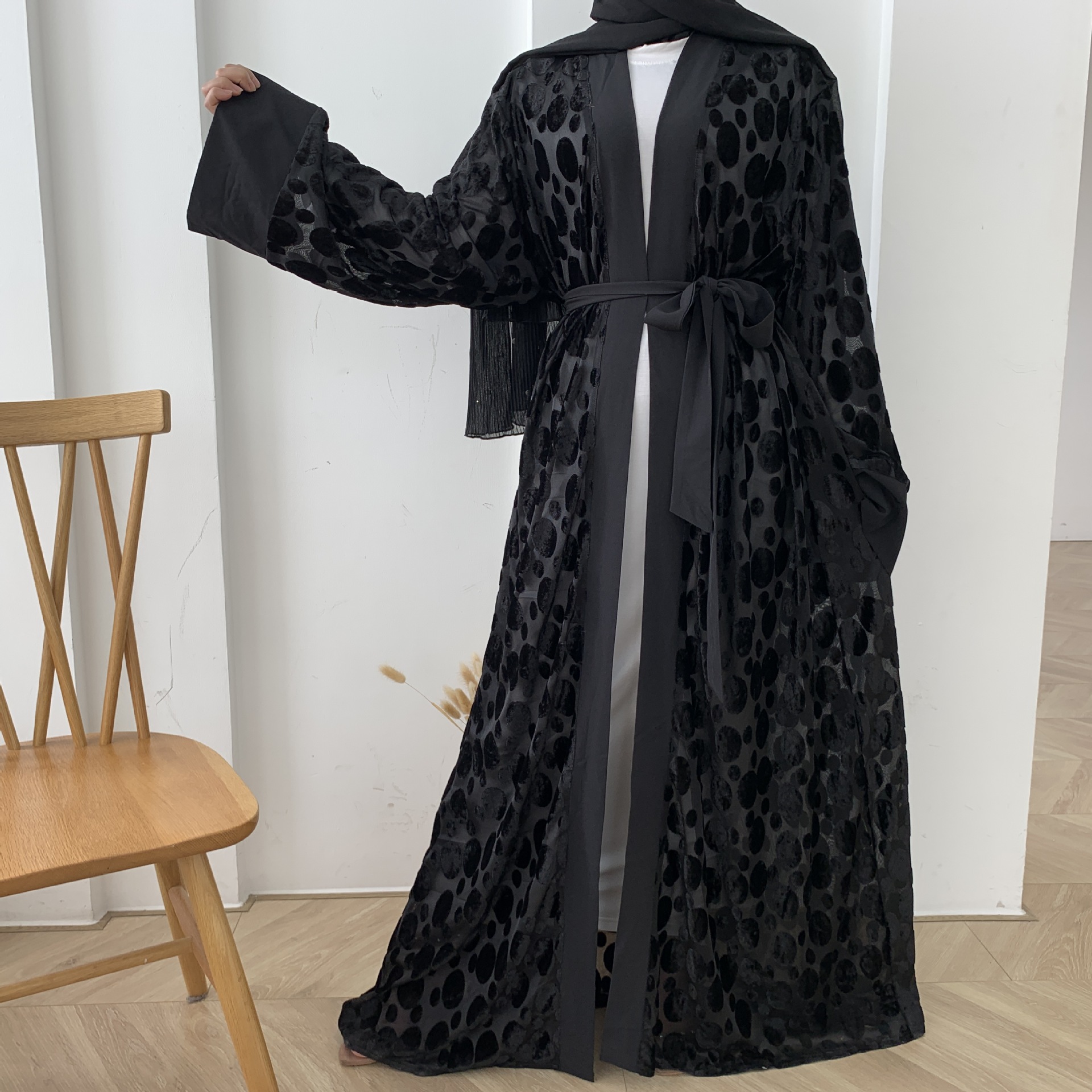 Middle East Muslim Modest Islamic Dubai Arab Cardigan Open Abaya Kimono