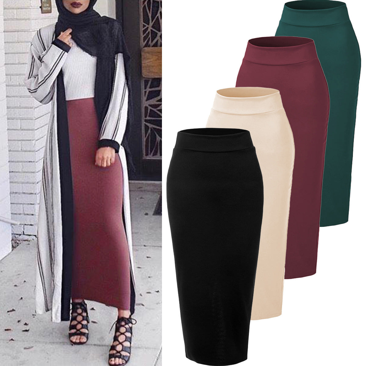 2021 Ins Popularity Modern Modest Cotton Pure Color Ladies Skirt 