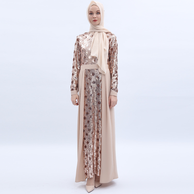 Abaya Opening Maxi Dress Front Opened Style Long Sleeve Islamic Muslim Kimono
