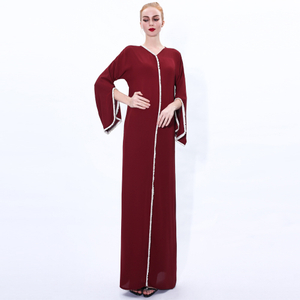 Gaun Doa Kimono Lengan Panjang Pakaian Islamic Wanita Muslim Maxi Dress Abaya