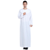 Fashion Crew Neck Traditional Embroidered Breathable Long Sleeve Muslim Islamic Clothing Men Thobe 