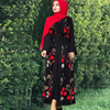 Floral Embroidery Flower Tulle Opened Open Cardigan Abaya Muslim Islamic Abaya