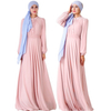 High Grade Elasticized Waist And Cuff Covered Button Double Layer Chiffon Abaya Muslim Dresses