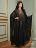 Ramadan Muslim Islamic Bat Sleeve Hot Drilling Maxi Dress Muslim Open Abaya