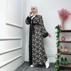 Muslim Floral Print Abaya Dubai Maxi Dresses Full Kimono Long Robes Jubah Islamic Clothing