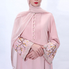 2021 Embroidered Trumpet Sleeve Dress Modest Retro A-line Slim Muslim Abaya