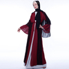 Muslim Flared Sleeve Ethnic Style Modest Islamic Cardigan Hit Color Open Abaya