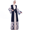 2021 Woven Embroidery Islamic Modest Lace Up Muslim Cardigan Kimono