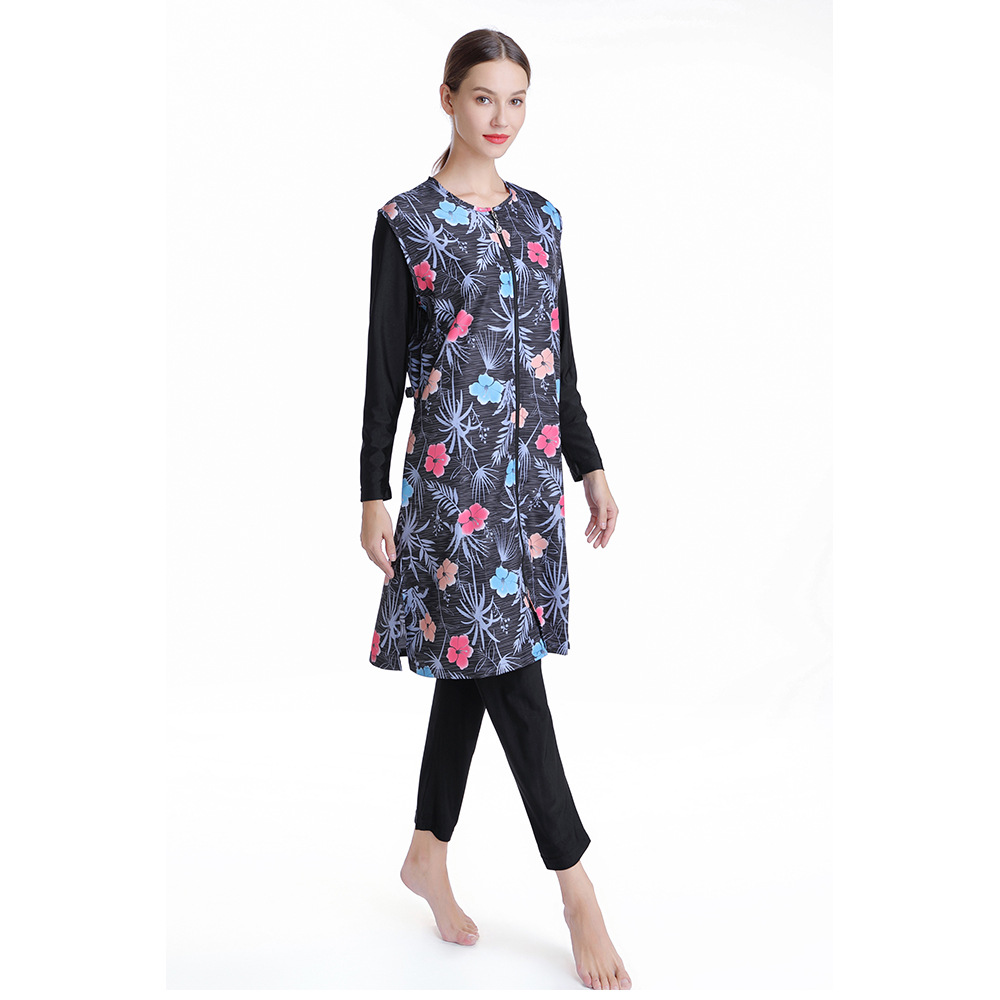 Hot Selling Loose Swimsuit Conservative Long Sleeve Loose Vest Digital Printed Swimsuit