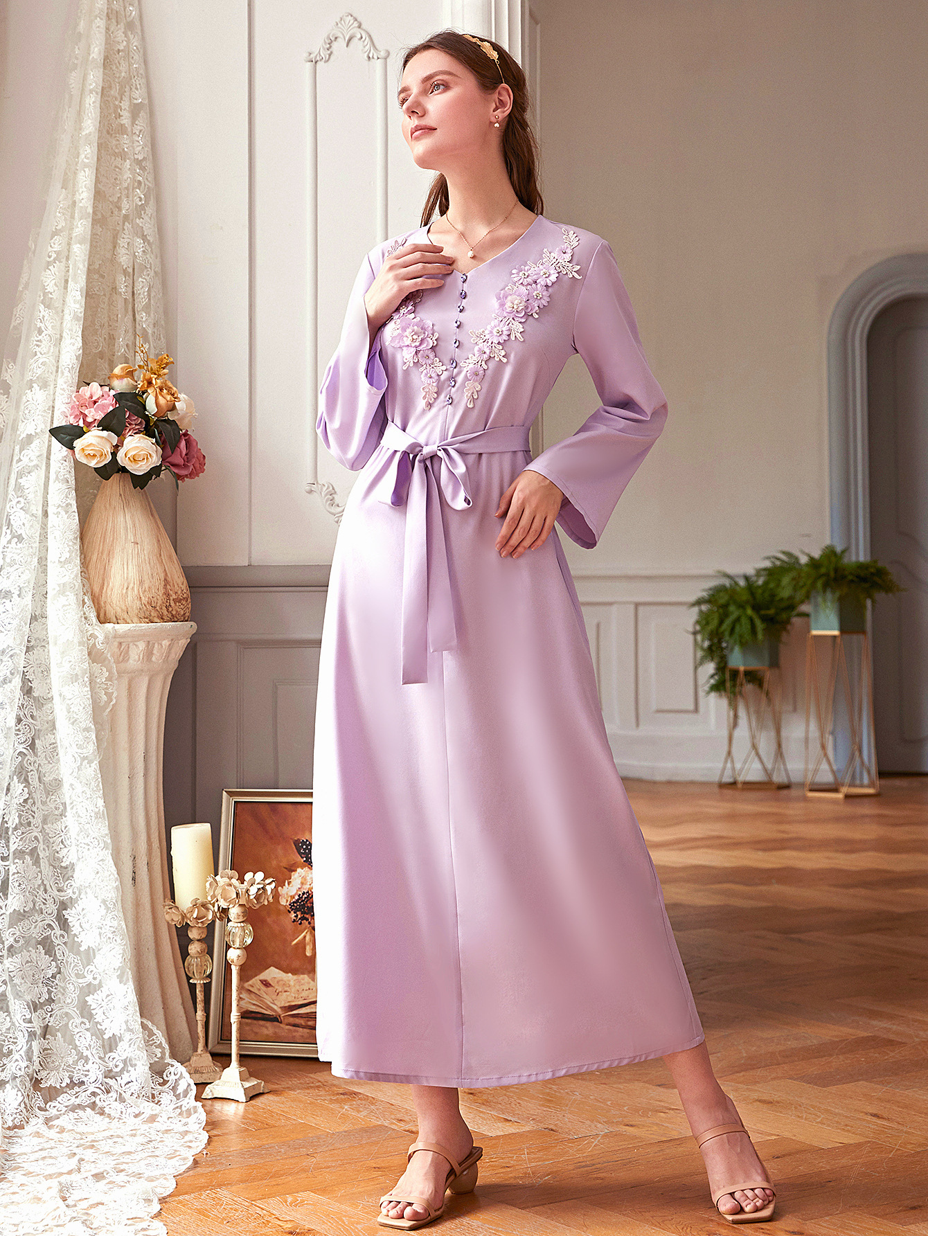 Lastest Fashion Muslim Islamic Abaya With Embroidered For Lady Abaya