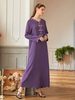 Handmade Beading V Neck Selvedge Modest Muslim Islamic Abaya Maxi Dress