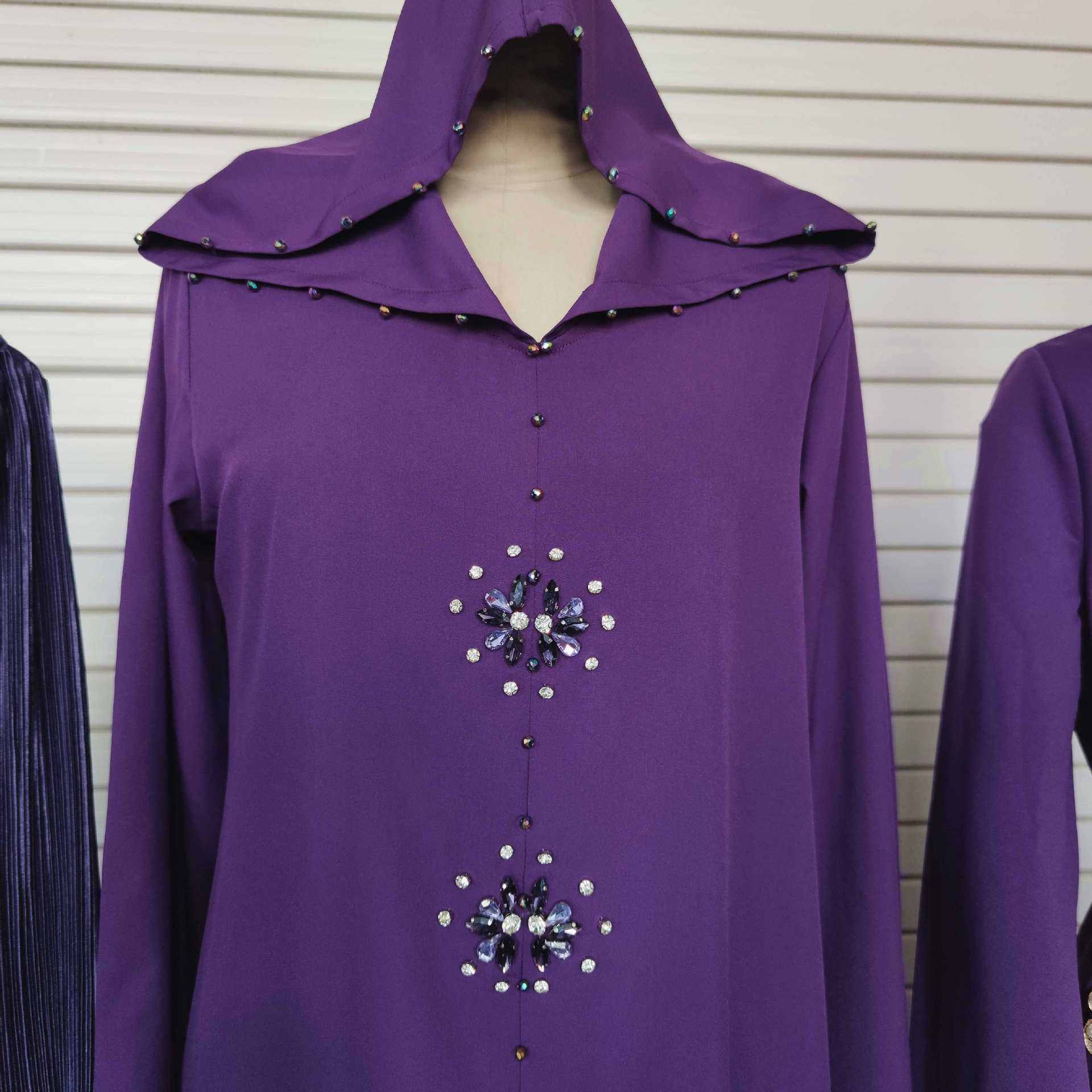 Ethnic Morocco Beading Hooded Muslim Islamic Abaya Gown Maxi Dress (9)
