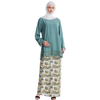 Malaysia Breathable Long Sleeve Muslim 2 Piece Sets Islamic Women Clothing Baju Kurung