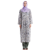 Embroidered Long Sleeve Cotton Floral Muslim 2 Piece Sets Islamic Women Clothing Baju Kurung